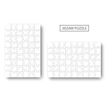 Jigsaw puzzle mockup template, vector illustration