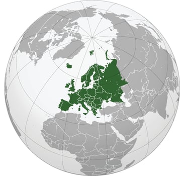 Map of Globe of Europe vector