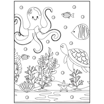 Printable Ocean Animals Coloring pages for kids vector