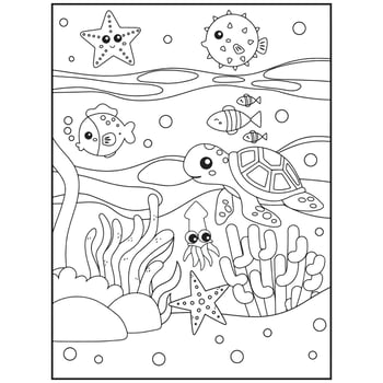Ocean Animals coloring pages For Kids vector