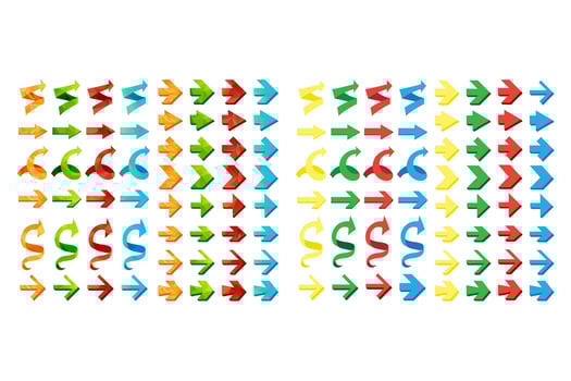 Isolated triangle polygonal arrows set vector
