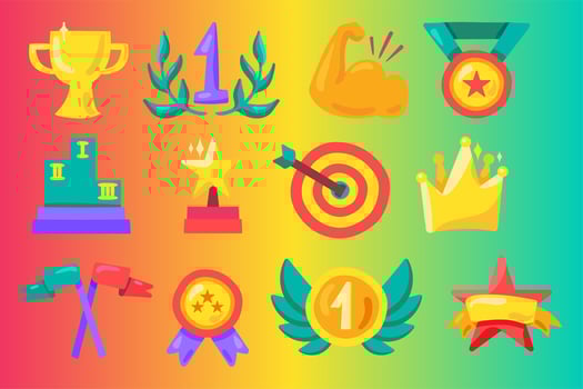 Awards flat illustrations set vector
