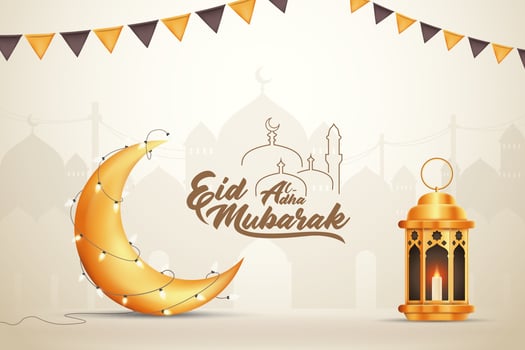 Beautilful Eid-al-adha Eid Mubarak Greetings Vector Illustration Background