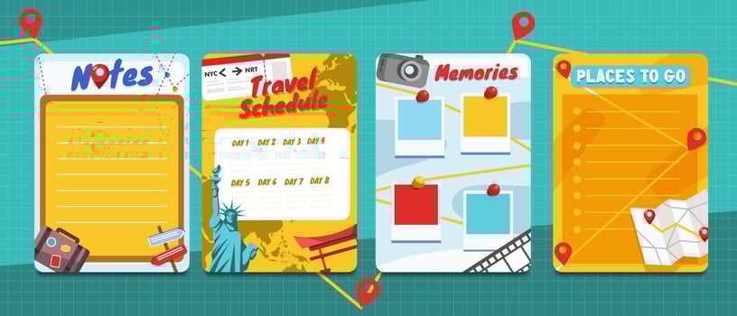 Fun and Colorful Traveling Journal Template vector