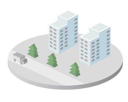 Vector isometric urban architecture single building of the modern