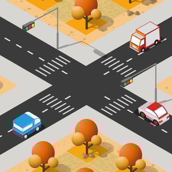 Lifestyle crossroads illustration of the city block with people vector