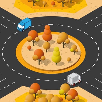 Lifestyle crossroads illustration of the city block with people vector