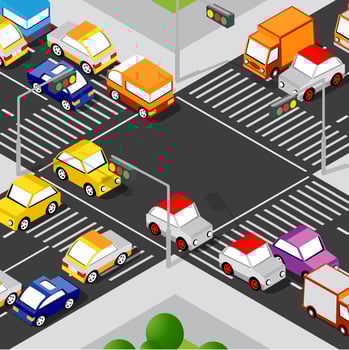 Lifestyle crossroads illustration of the city block with people vector
