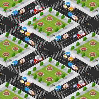 Lifestyle crossroads illustration of the city block with people vector
