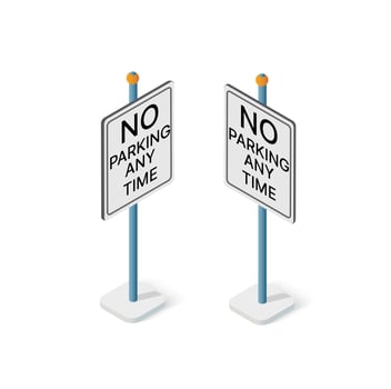 Road signs isometric set street object for highway information traffic vector
