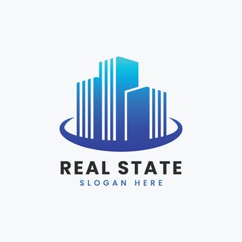 Creative modern abstract real estate logo design, colorful gradient building property real estate bag logo design template vector