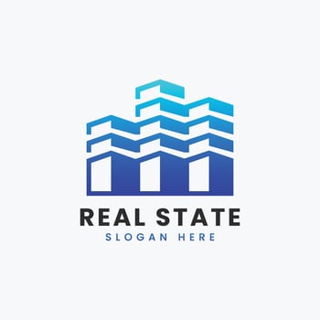 Creative modern abstract real estate logo design, colorful gradient building property real estate bag logo design template vector