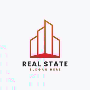 Creative modern abstract real estate logo design, colorful gradient building property real estate bag logo design template vector