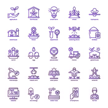 Smart Agriculture icon pack for your website design, logo, app, UI. Smart Agriculture icon basic line gradient design. Vector graphics illustration and editable stroke.