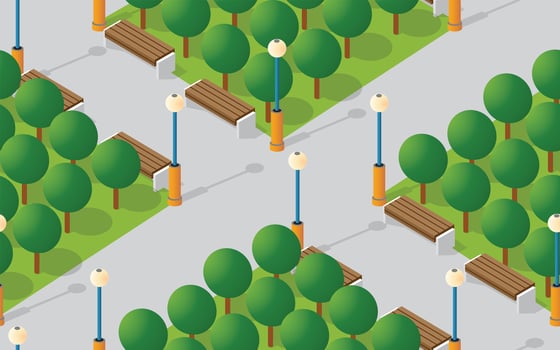 Park city with trees lawns vector