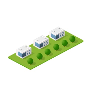 Isometric 3D module block district vector