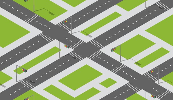 Seamless city map pattern. Isometric structure of a landscape of a street transport vector