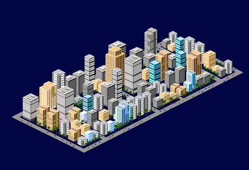 Isometric downtown of urban areas vector