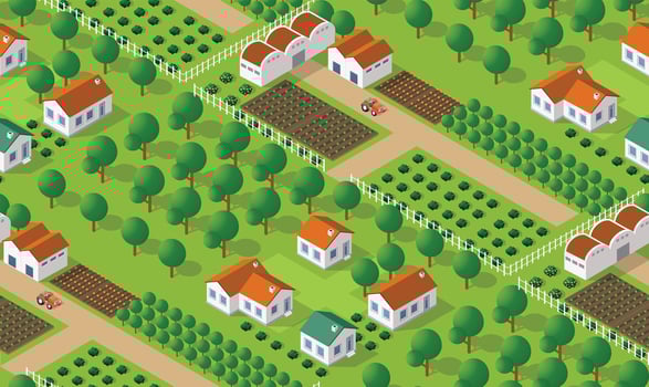 Isometrics village seamless vector
