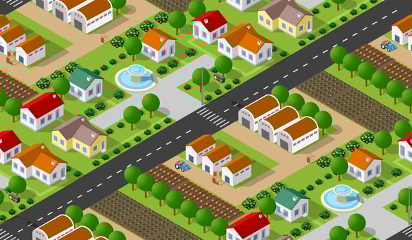 Isometrics village seamless vector