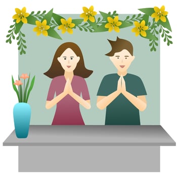 Male and female hotel reception service. vector