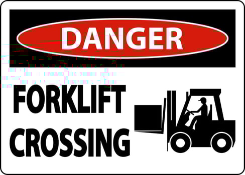 Danger Forklift Crossing Sign On White Background vector