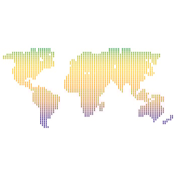 World map in dotted style. Halftone style. vector
