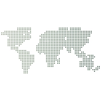 World map in dotted style. Halftone style. vector