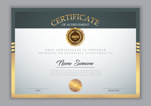 Modern Certificate Template With Golden Ornament vector