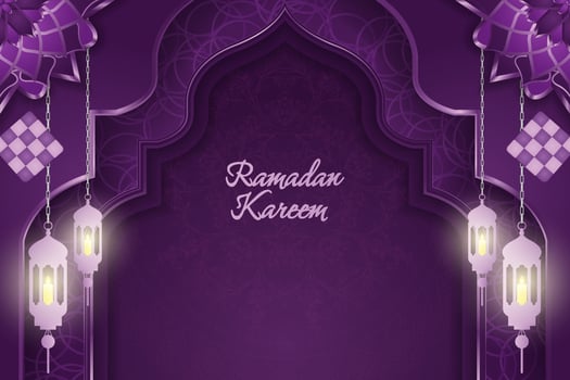 Background Ramadan Kareem Islamic style with purple color and element vector