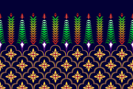 Moroccan ikat ethnic seamless pattern design. Aztec fabric carpet mandala ornament native boho chevron textile decoration wallpaper. Tribal turkey African Indian traditional embroidery vector