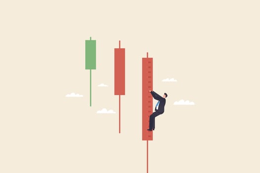 Traders try to make profitable trades. or return to profit during a crisis. Success trader make profit with investment trading, stock market growth. vector