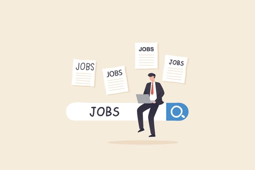 Search a new job. employment, career or job search, find opportunity, seek for vacancy or work position concept. vector