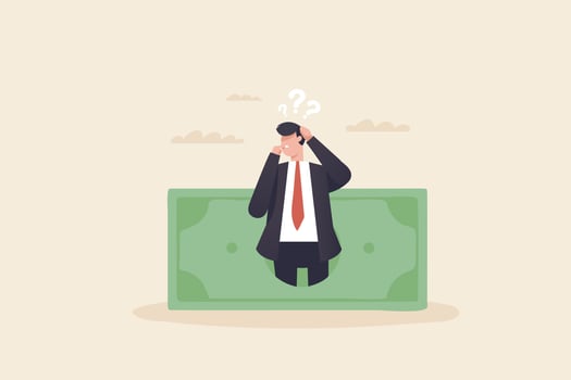 Money question, where to invest, pay off debt or invest to earn profit, financial choice or alternative to make decision concept. vector