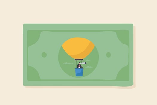 Looking for money making opportunities. Search for new business opportunity, idea or inspiration, business visionary, challenge or achievement concept. vector