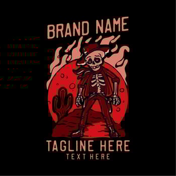 cowboy skeleton standing vintage t shirt design template vector