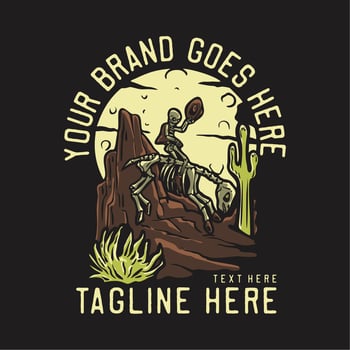 skeleton riding horse skeleton vintage t shirt design template vector