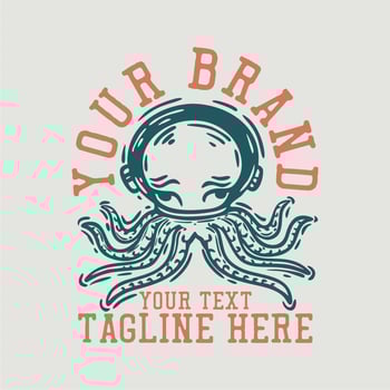 space squid vintage t shirt design template vector