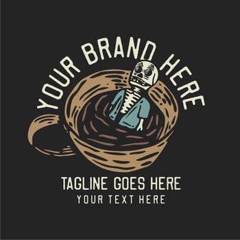 skeleton inside coffee cup vintage t shirt design template vector