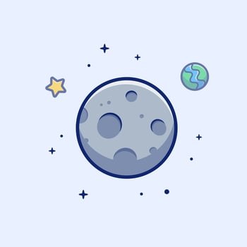 Moon In Space Cartoon Vector Icon Illustration. Science Nature Icon Concept Isolated Premium Vector. Flat Cartoon Style
