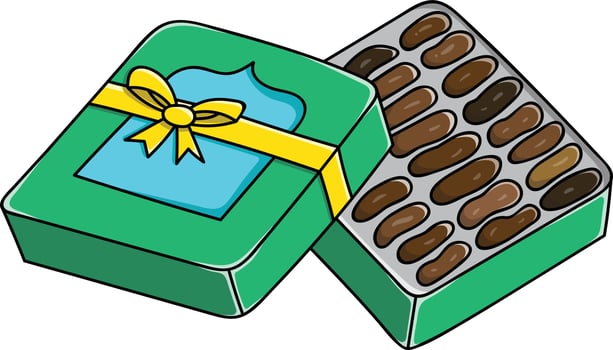 Vector illustration of date parcel box with yellow ribbon.  Great for decorations, stickers, banners, advertisements, social media, magazines, books, coloring books and other graphic elements.