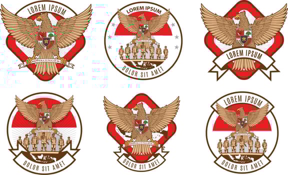 garuda national symbol of indonesia logo badge set vector