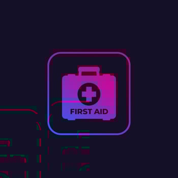 First aid kit, emergency bag icon vector