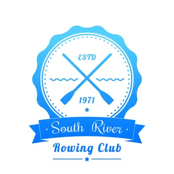 Rowing club logo, emblem, vector sign on white