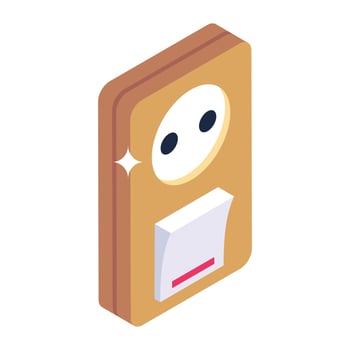 Power plug icon in isometric design, electric adapter editable vector