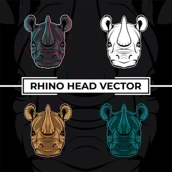 Rhino head close up vector collection