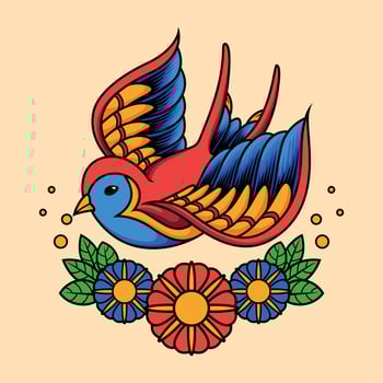 Swallow vintage tattoo vector