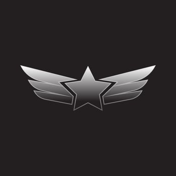 Wings silver emblem vector