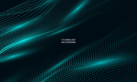 abstract wave technology background with blue light smooth and flow. vector