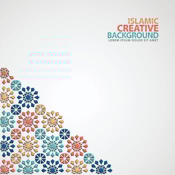 Islamic ornament of mosaic for greeting card background template vector